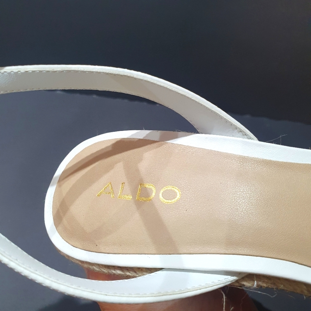 Aldo Like-New White Wedge High Heel Sandal  - Picture 8 of 9